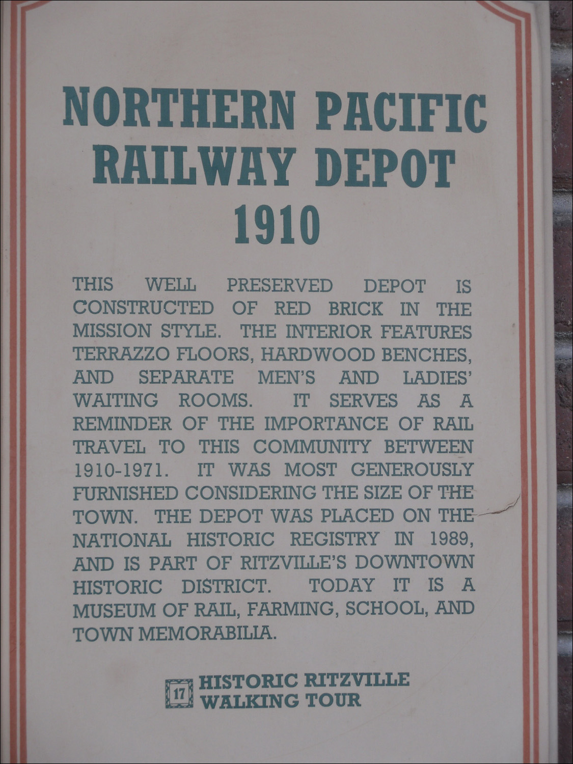 Ritzville, WA- Northern Pacific Railway Depot